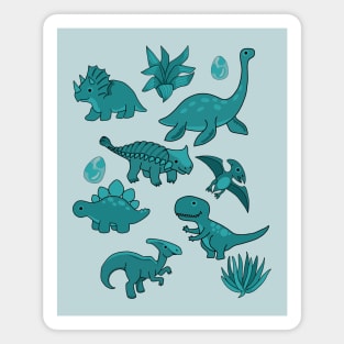 Teal Dinosaurs Magnet